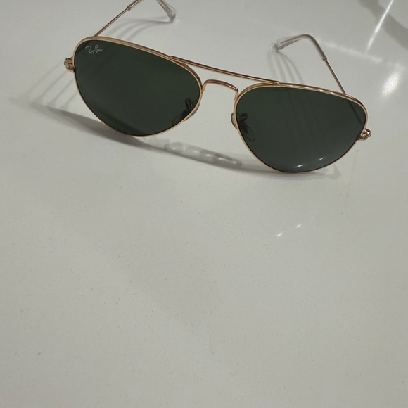 Ray-Ban Accessories - Ray-Ban Gold Frame Aviator Sunglasses with Green Lenses